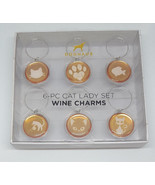 Cat Lady Wine Charms Set 6 Piece Doghaus NEW Home Decor 2017 Pet Animal ... - £7.50 GBP