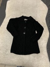 Aran Crafts Womens Black Button Knitted Fisherman Cardigan Size Small Ir... - £44.67 GBP