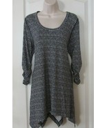 Philosophy Long Sleeve Sharkbite Tunic Top Black &amp; White Women&#39;s Sz L-XL... - $456.38 MXN