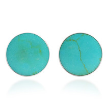 Cute and Shimmering Green Turquoise Circles on Sterling Silver Earrings - £13.52 GBP