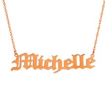 OLD ENGLISH Font 14k Solid Gold Custom Name Necklace Personalized Customizable C - £341.57 GBP+
