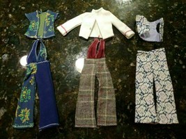 3 VINTAGE MIDGE 1970s MOD PALAZZO PANTS HALTER PLAID FLORAL JUMPER LOT R... - $42.71