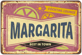 AOYEGO Margarita Tin Sign,Cocktail Lounge Best in Town Vintage Metal Tin Signs f - £11.44 GBP