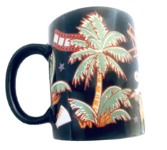 Planet Hollywood Souvenir 10 oz Black Coffee Cup Mug Palm Trees Film Str... - £13.16 GBP
