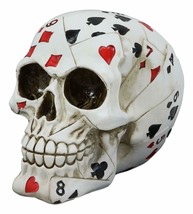 Gambling Poker Cards Casino Royale Skull Figurine Halloween Sugar Skulls Statue - £18.66 GBP