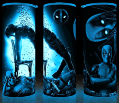 Glow in the Dark Deadpool Comic Superhero Bullet Shower Cup Mug Tumbler 20oz - £17.24 GBP