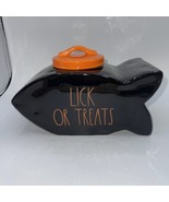 RAE DUNN Lick or Treats Fish Shaped Canister 10” x 6.5” Halloween - $24.26