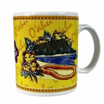 Vintage Oahu Hawaii Hilo Hattie Ceramic Tea Coffee Mug Cup Yellow &amp; White - $11.73