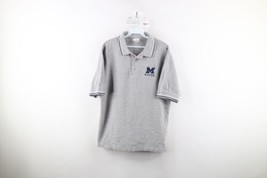 Vintage 90s Mens Large Spell Out University of Michigan Football Polo Shirt Gray - £35.15 GBP