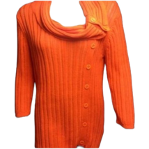 Peck &amp; Peck Womens Weekend Pullover Sweater Orange 3/4 Sleeve Cowl Neck ... - £14.85 GBP
