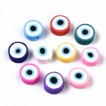 10 Polymer Clay Evil Eye Beads Assorted Lot 11mm to 12mm Mixed Jewelry Supplies - $2.69