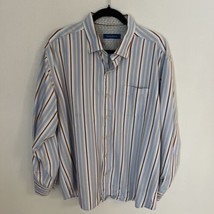 Mens Tommy Bahama 100% Silk LS Shirt XL Blue Brown Striped - £11.56 GBP