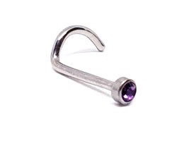 Amethyst 1.8mm Gem Nose Stud Curl 20g Deep Cup g23 Titanium Surgical Screw Curl - £6.36 GBP