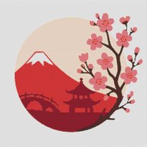 Nature - mountain and sakura - Cross Stitch Pattern PDF - Instant Download - $5.00