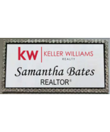 KELLER WILLIAMS REALTY SILVER BLING CRYSTAL PERSONALIZED NAME BADGE W/ PIN - $27.99