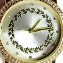 Jessica Carlyle Watch GoldT Pave Rhinestone White Leather New Bat Run NWOT Woman - £15.25 GBP