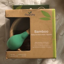 Avanchy Baby Natural Bamboo Suction Bowl + Soft Tip Silicone Spoon Set. BPA Free - £15.80 GBP