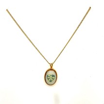 Vintage Sign 14k Gold Filled Lenox Heart Porcelain Pendant Chain Necklace 18 7/8 - £34.91 GBP