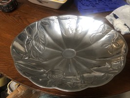 Charter Club Pewter Bowl with Floral Print, Oval Serving Bowl, Home Deco... - $19.80