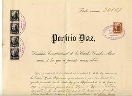 Porfirio Diaz Signed 1906 Mining Claim &amp; Map Mexico Stamps La Liberal Gold Mine - £449.61 GBP