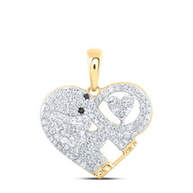 10kt Yellow Gold Womens Round Diamond Elephant Heart Pendant 1/3 Cttw - £368.04 GBP