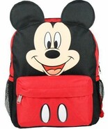 TOPOLINO ORECCHIE FACCIA quadrato 30.5cm ZAINO rosso- nero - DISNEY - $14.95