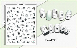 Nail art 3D stickers decal black flowers stork ship CA416 - £2.49 GBP