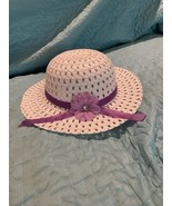 Girls Garden Straw Hat With Purple Flower And Ribbon 6-7 Inch Inside Dia... - €13,10 EUR