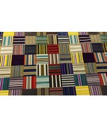 KNOLL TEXTILES HONOUR ARRAY RED BLUE PLAID PATCHWORK FABRIC 1.1 YARDS 51&quot;W - $85.99