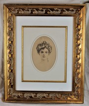 Antique Lithographic Portrait of a Woman with Hair Up - $44.10