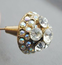 Unusual Rhinestone Jeweled Stick Hat Pin Spring Top Moves - £23.58 GBP