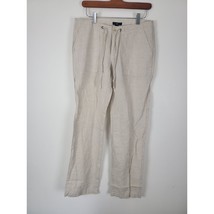 Gap Lounge Pants 2 Womens Linen Blend Beige Pockets Straight Leg Mid Ris... - £17.32 GBP