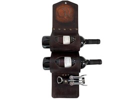 Handmade Leather Wine Bottle Holder with Rustic Barrel Design, Wine lover gift - $190.00