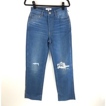 Re/Done 90&#39;s High Rise Loose Destroyed Rigid Jeans Straight Leg Blue 26 NWT - $144.94