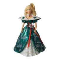 Holiday Barbie Hallmark Stocking Hanger Christmas Green Glitter Vintage ... - £18.38 GBP