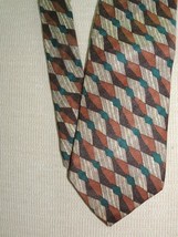 Ungaro Paris Italy Neck Tie/Necktie Silk brown green beige geometric 58&quot;... - $251.45 MXN