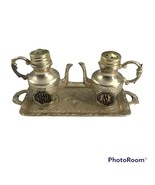 Salt Pepper Silver Plated Tea Pot Tray Set Vintage Shakers Nassau Japan ... - $264.64 MXN