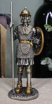 Pewter Medieval Halberdier Knight Guard With Pole Spear And Shield Figurine - $19.49
