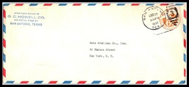 1937 US Air Mail Cover - GC Howell Co, San Antonio, Texas to New York, NY W4 - £2.32 GBP