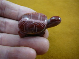(Y-TUR-LA-584) Red Pink Jasper Tortoise Turtle Carving Figurine Gemstone Turtles - £11.00 GBP
