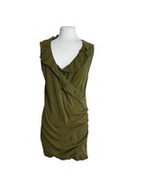 LA Made Womens XL Maternity Shirt Tunic Green V Neck Ruffle Ruched Side Cotton - £14.87 GBP