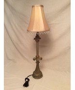 Narrow / Skinny Mid Century Modern Table Lamp 36 Inch Height Beaded Shade - £21.29 GBP