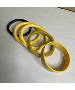 Vtg Bakelite Bangle Bracelets Craved Yellow Green TESTED MCM Retro Space... - $112.20