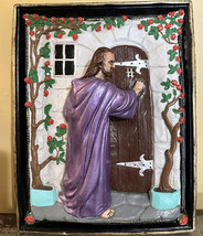 Vintage Religious 3D Plaque Jesus Knocking Christ at Heart&#39;s Door Plaste... - £30.11 GBP