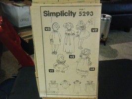 Simplicity 5293 Toddler&#39;s Dress &amp; Pinafore in 2 Lengths Pattern - Size 1 - $8.02