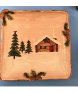 St. Nicholas Square Heartland Platter Tray, Winter Cabin Pine Cones Tree... - $44.55