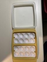 Tupperware Deviled Egg Keeper Carrier 723 Tray Inserts Harvest Gold Vintage - £7.78 GBP