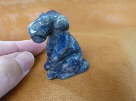 (Y-DOG-AI-554) blue WIRE FOX AIREDALE Terrier dog gemstone carving figurine - $14.01
