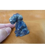 (Y-DOG-AI-554) blue WIRE FOX AIREDALE Terrier dog gemstone carving figurine - £11.14 GBP