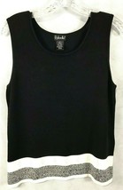 Rafaella Knit Top Casual Career Sleeveless Black Ivory SZ M - £12.06 GBP